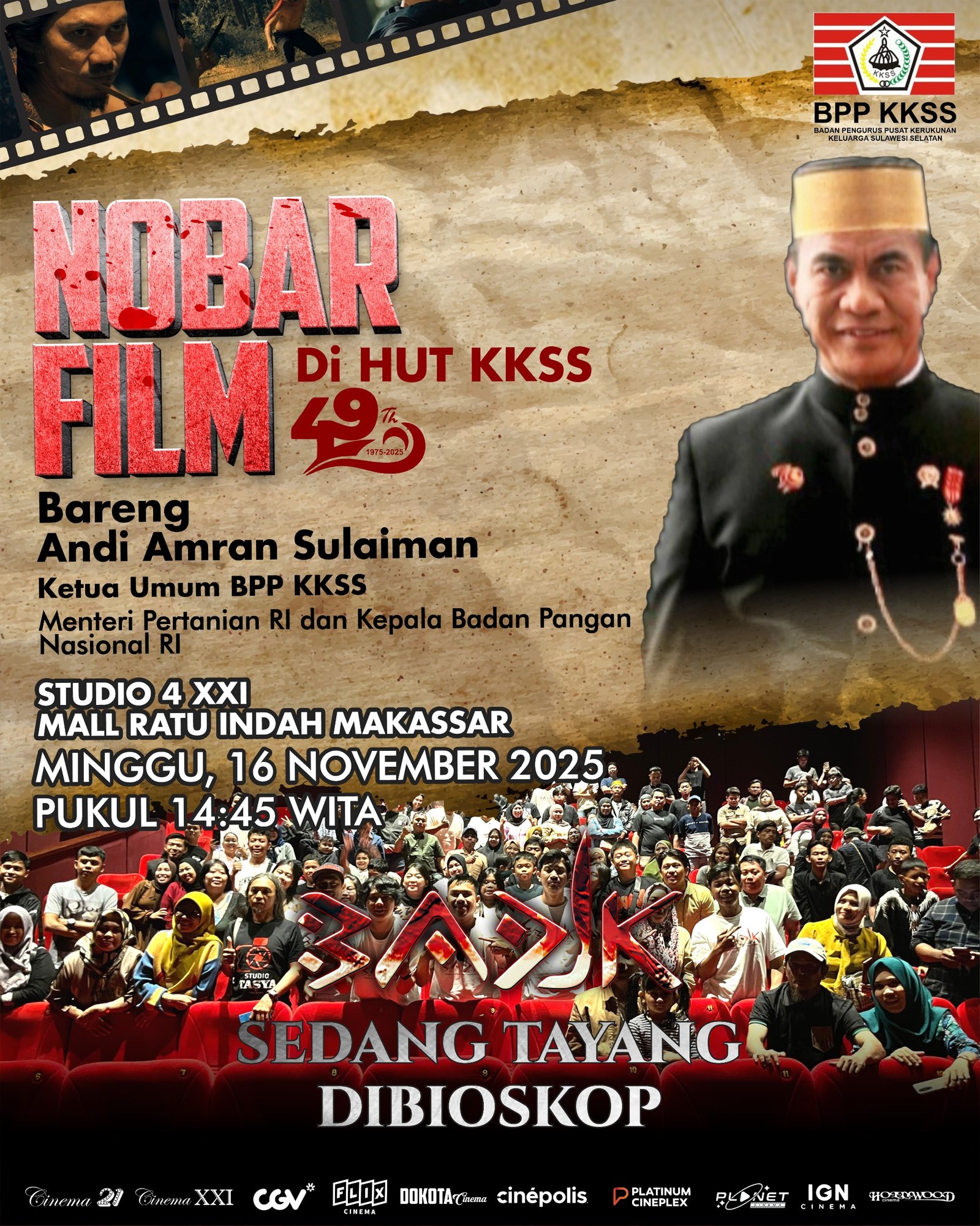 Semarakkan HUT ke 49, KKSS Ajak Nobar Film Badik 