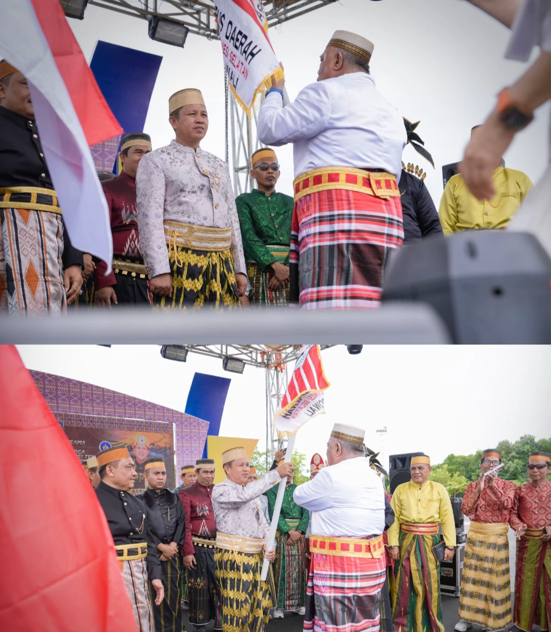 Prosesi pelantikan berlangsung khidmat di Alun-Alun Rumah Jabatan Bupati Morowali, Desa Matansala, Kecamatan Bungku Tengah, Sabtu (14/2/2026).